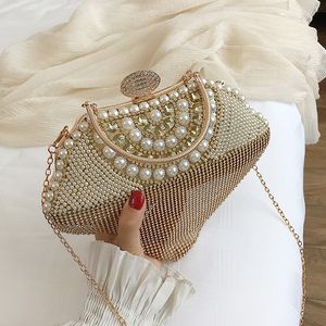 Luxus Quastenbesetzte Perle Damen Party Clutch Tasche Hochzeit Perlen Abendtasche Kette Kleine Geldbörse und Handtasche Gold Silber