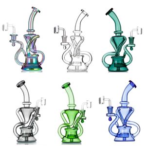 Vintage 9 pollici Pulsar Tornado Recycler Bong in vetro Acqua HOOKAH Tubi Dab Rig Fumare Bruciatore a nafta con ciotola può mettere il logo del cliente