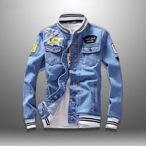 Qnpqyx ny denim jacka män höst mode coola trendiga mens jean jackor vår casual coat outwear stand collar motorcykel cowboy 2020