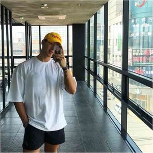 Brand Plain Gym Clothing Fitness Mens Oversized T Shirt Outdoor Hip Hop Streetwear Loose Half Sleeve T-shirt Bodybuilding Tshirt 210716