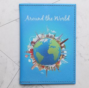 10pcs Card Holders Women PU Let's Travel The World Letter Travel Passport Bags Mix Color