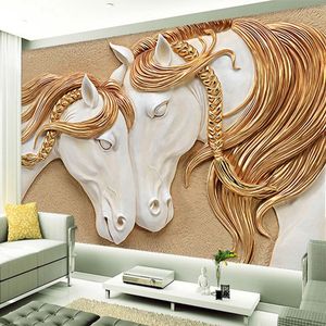 Moderna Boemia 3D Stereo Sollievo Cavallo Foto Murale Hotel Ristorante Caffè Soggiorno Abstract Art Wallpaper Decor
