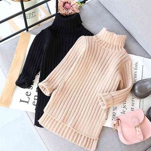 Children'S Sweaters Spring And Autumn Clothing Mid-Length Girls Split Bottoming Sweater 210625