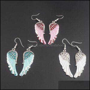 Dangle & Chandelier Earrings Jewelry Jg! Angel Wings Antique Gold Sier Color W Crystal Women Girls Biker Bling Gift Wholesale Kka6193 Drop D