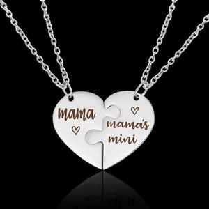 2 Stück Muttertag Mama Anhänger Halskette für Frauen Herzform Mama Typenschild Schlüsselbein Kette Halsband Liebhaber Paar Schmuck Geschenke G1206
