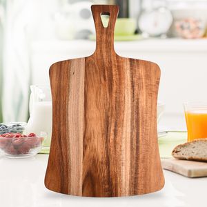 High quality Acacia Wood Cutting Board Blocks Practical double sided wooden regular Bread with Oval handle C3