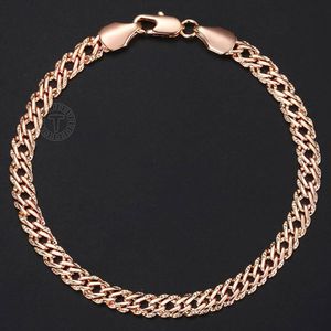 5 mm Armbänder für Damen und Mädchen, 585er Roségold, venezianische Panzerglieder-Armbänder, Damenmode, Party-Schmuck, 18 cm, 20 cm, KGB428