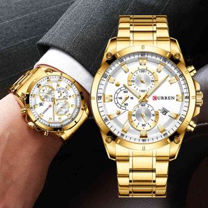 Zegarki Top Marka Luxury Curren Gold Quartz Zegarek Mężczyźni 2020 Wodoodporny Chronograph Golden Male Wristwatch Relogio Masculino