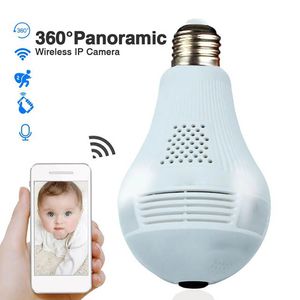 360 Degree Wifi IP Camera 2.0MP HD Wireless Panoramic Cam Indoor Home Security WiFi CCTV Fisheye Bulb Lamp Two Ways Audio Motion Detect