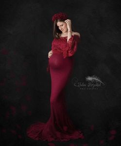 Fancy Lace Top Maternità Fotografia Puntelli Abiti per donne incinte Vestiti Abiti premaman Per servizio fotografico Abito gravidanza Q0713