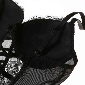 NXY sexy set Black Sexy Lace Bodysuits with Bandage Backless Push Up Bustiers Corsets Open Crotch Covered Button Underwear Women Lingerie 1130