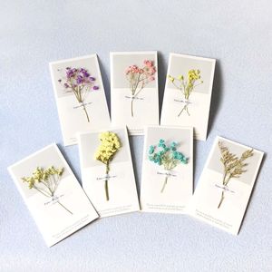 Gypsophila Dried Flowers Greeting Cards Handwritten Blessing Greetings Card Birthday Gift Wedding Invitations WLY BH4667