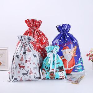 Julklapp Bag Drawstring Santa Candy Sack Snowflake Nyår Lucky Bags Dekorativa Förpackningsförpackningar