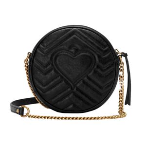 Klassisk Marmont Round Shoulder Bag Cross Body Plånböcker Lyxig designer Kvinnakedjor Mynt Purse äkta lädertyg