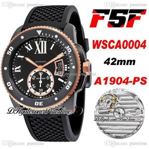 F5F Drive WSCA0004 1904-PS MC MC Automatic Mens Assista Dois Tom PVD Aço Preto Dial Branco Marcadores Romanos Strap 2021 42mm Super Edição Relógios Puretime F6