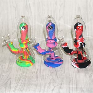 Eye Silicone Bongs Percolators Perc glass water pipes smoking hookahs shisha percolator tube with bowl dab rigs ash catchers