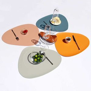 2/3 / 4 pcs pad de mesa placemat tabela tapete tapete de calor PU de couro PU coaster coaster cozinha antiderrapante 210706