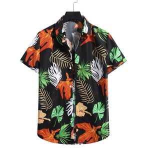 Camisas casuais masculinas moda camisa de manga curta homens vire para baixo botão de colarinho havaiano chique camisa masculina streetwear s-3xl