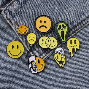Nine Unhappy Smileys Brooches Pins Skull Face avocado Jeans Enamel Lapel Pin Button Badge Cartoon Jewelry Gift Friend