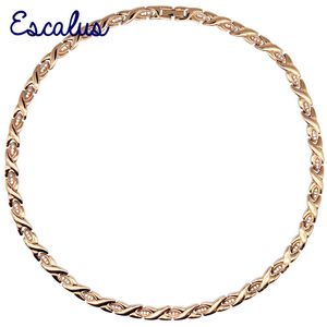 Escalus Kristaller All Rose Gold L Magnetiskt rostfritt stål halsband för kvinnor Eleganta friska smycken