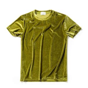 T-shirts Män Sommar 10 färger Velvet T Shirt Nattklubb Sångare Stage Kostym Streetwear Mens Casual Velour Tee Shirts Hip Hop Clothes