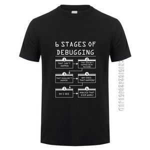 6 etapper av debugging t-shirts Män Bomull O-Neck Kortärmad Toppar Tee Bug Coding Computer Programmerare Man T-shirt 210706