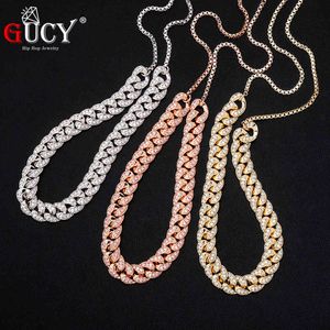 GUCY 8mm och 10mm kubansk kedja halsband Iced Micro Pave Cubic Zirconia Kvinnors halsband Hip Hop Smycken för present x0509