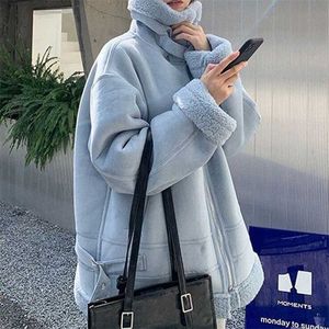 Lambwool Shirling Furry Winter Взрывоопасные Продажи Пальто Модели Композитный Мех Утолщение Мотоцикл Мода Одежда 211014