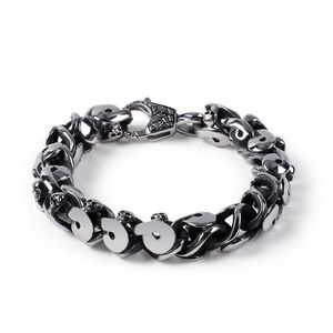 Vintage Black Casting Stainless Steel Link Chain Bracelet Bangle 13mm 8.66'' 84g For Mens Jewelry