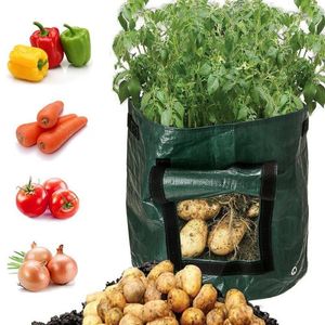 Planters POTS PE TRECHABLE VEGORABLE PLANT GROW PAG POTATO Odling Plantning Vävt tygpåsar Tomatbehållare förtjockas