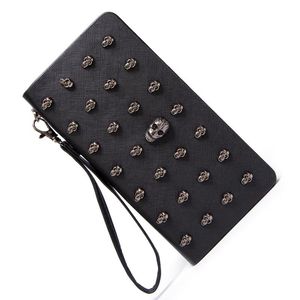 Billeteras 2021, cartera larga para mujer, bolso de mano con cremallera, Calavera, Clip grande para billetes, tarjetero para mujer