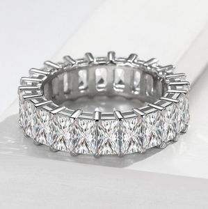 Choucong Fedi nuziali di marca Ins Gioielli di lusso più venduti Vero argento sterling 925 Taglio radiante Topazio bianco Party CZ Pietre preziose Anello quadrato da donna per il regalo dell'amante