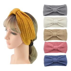 2022 New 28 colors Winter Ear Warmer Knitted Knot Headband Headwrap For Lady Women Crochet Wide Stretch Hairband Turbans Hair