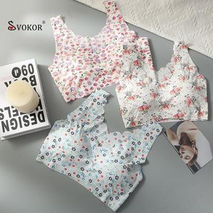 Small Floral Tube Top Women Bra Wireless Push Up Lingerie Bras Fashion Fresh Seamless Underwear Bustiers & Corsets