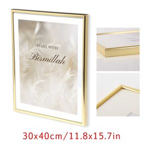 Gold Po Frame 30x40cm Without Mat or 20x28cm with Mat Metal Picture Poster Wall Hanging Frame for Interior Home Decoration 210611
