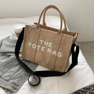 Cross Body Simple And Fashionable Diagonal Literary Fan Letter Printing Large-Capacity Canvas One-Shoulder Women Shopping Bag