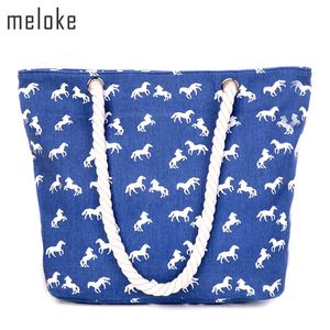 Abendtaschen 2021 Canvas Tasche Weibliche Schulter Strand Pferd Druck Casual Tote Fring Shopping Bolsa Sac A Main MN198