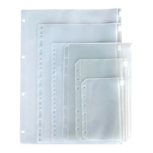 A5 A6 A7 Binder Worka Pockets Plastikowe foldery zamek błyskawicznych Wodoodporne 6 otworów luźne worki do liści do dokumentów