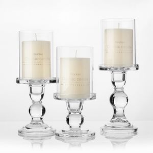 1pc 3.46 / 4.52 / 5.51 In Glass Candle Holders for 3\" Pillar Candle and 3/4\" Taper Candle Wedding Decoration Candlestick 240C3