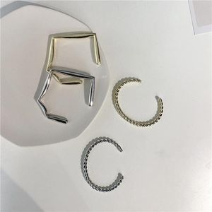 Bransoletka Vsnow Minimalist Metal Geometryczny Twist Dla Kobiet Femme Gold Silver Color Asymetryczne Otwórz Biżuteria Akcesoria