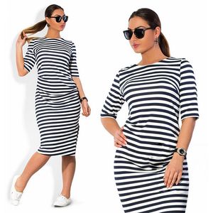 5xl 6XL tamanho grande 2020 primavera vestido de outono grande tamanho vestido branco preto vestidos listrados plus size mulheres mulheres cinto vestidos x0521