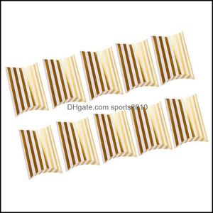 Объединение мероприятия праздничные поставки Home Garden10pcs Gold Stam Stripe Design Candy Creative Pillow Box Chocolate Case Wedding Party Party