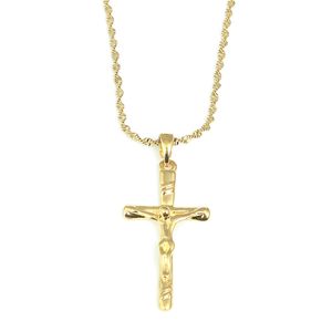 Jesus Cross Pendant Necklace Catholic Fashion Religious Charm Gold Color Men Jewelry