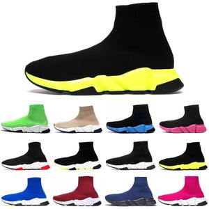 高品質の高級靴下ランニングシューズ男性女性デザイナープラットフォームスニーカートリプル黒、白、赤、ベージュ、ネイビーブルー、ピンク、グレー、グリーン屋外スポーツ靴