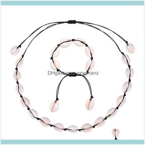 Jewelry Sets Jewelrynatural Shell Necklace And Bracelet Set For Women Choker Adjustable Hawaiian Beach Cowrie Seashell Earrings & Drop Deliv