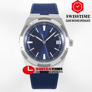 V8F Overseas 4500V Ultra-fino A5100 Auto Enrolamento Mens Automático Assista 41mm Blue Dial Stick Marcadores de Borracha Strap Super Edition Watches Swisstime C3