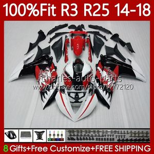 Injection Fairings Shark Fish Red For YAMAHA YZFR3 YZF-R25 YZFR25 2014-2018 102No.9 YZF R3 R25 YZF-R3 2014 2015 2016 2017 2018 Bodywork YZF R 3 25 14 15 16 17 18 OEM Body