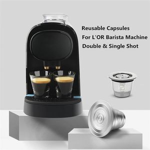 Refillerbar rostfritt stål XXL Double Single Coffee Capsule Pod för L'Or Barista LM8012 Maskinfilter LOR 211008