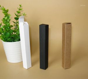 Presentförpackning 100st / lot-1,7 * 1.7 * 12.4cm Mini Storlek Svart Vit Kraft Papperslåda för läppstift Parfym Essential Oljeflaska Förvaringsventil Tubes1 Fabrikspris Expertdesign