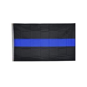 İnce Mavi Hat Polis Bayrağı 3x5 Çift Dikiş Banner 90x150 cm Parti Hediyesi 100D Polyester Özel Yazdır